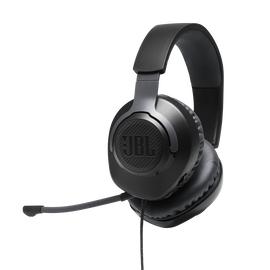 JBL Quantum 100 - Black - Wired over-ear gaming headset with flip-up mic - Hero